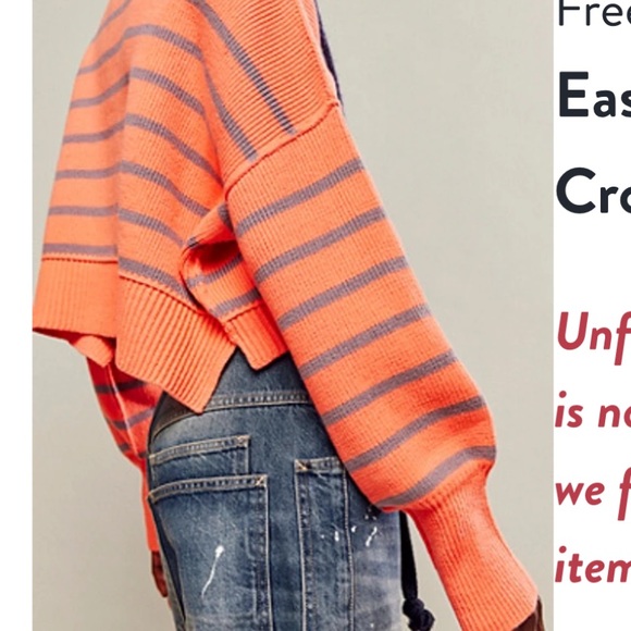 FP Movement by Free People Cropped Coral and Lavender Striped Sweater - Picture 3 of 13